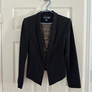 Forever 21 Black Blazer with Leopard Lining